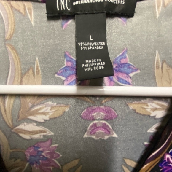 INC International Concepts Top Women Large Black Purple Sleeveless Wrap - Picture 2 of 10